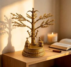 Handcrafted Brass Dhokra Tree of Life Sculpture